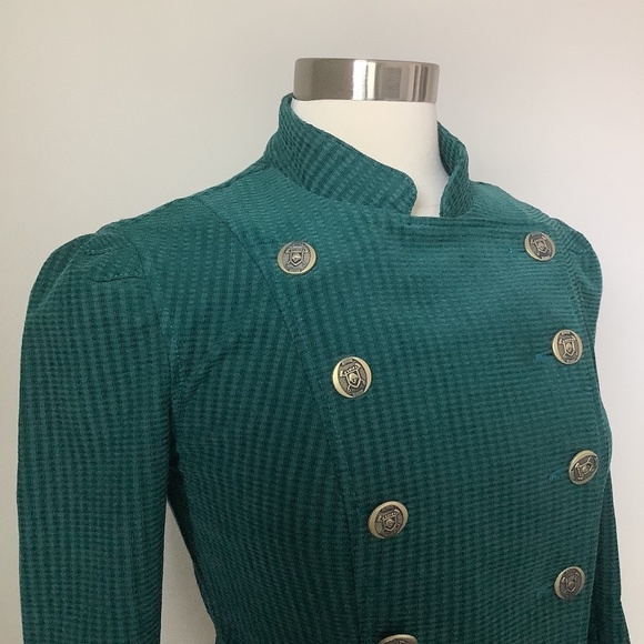 CAbi Military Double Breasted Jacket Legion Green Teal Style #3913 XS - Picture 6 of 15